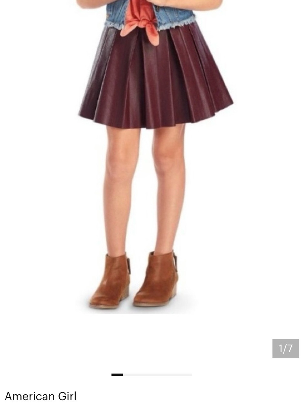 American Girl Burgundy Tenney Faux-Leather Pleated Skirt